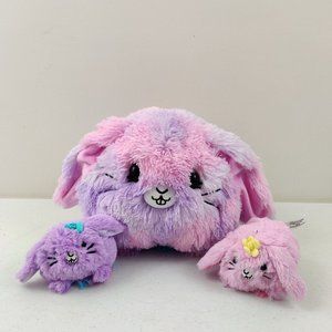 Pikmi Pops Surprise Cinnabun Cotton Candy Bunny Rabbit & 2 Babies Plush Toy